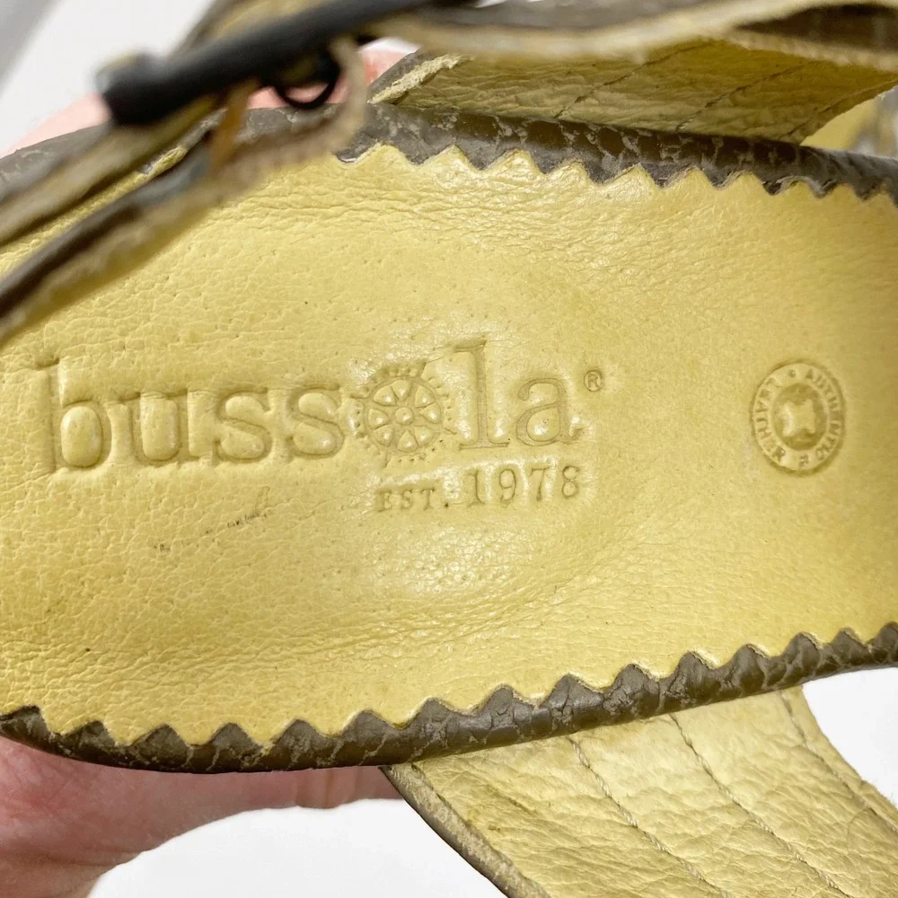 Bussola Marseille T-Wedge Taupe Snake Print Leather Sandals‎ Womens 8-8.5 39